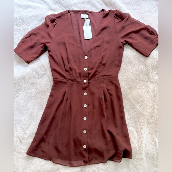 NWT RARE Aritzia Wilfred Button-Front Dress Rustique Size 8 - Picture 8 of 12